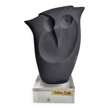 Modern owl sculpture by Cristina Puell, 16 cm