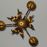 Lustre trois lumières au décor d'épis de blé et feuillage
