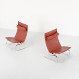 PK20 leather armchairs by Poul Kjaerhom for Fritz Hansen, Denmark 1968.