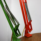 Adjustable achitect table lamps in orange and green by tep, 1970