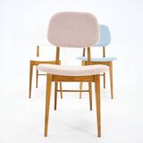 1960s Set of Three Oak Dining Chairs in Boucle, Czechoslovakia