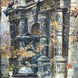 Paul Schaan (1857-1924): The Medici Fountain in the Luxembourg Gardens. Oil on canvas