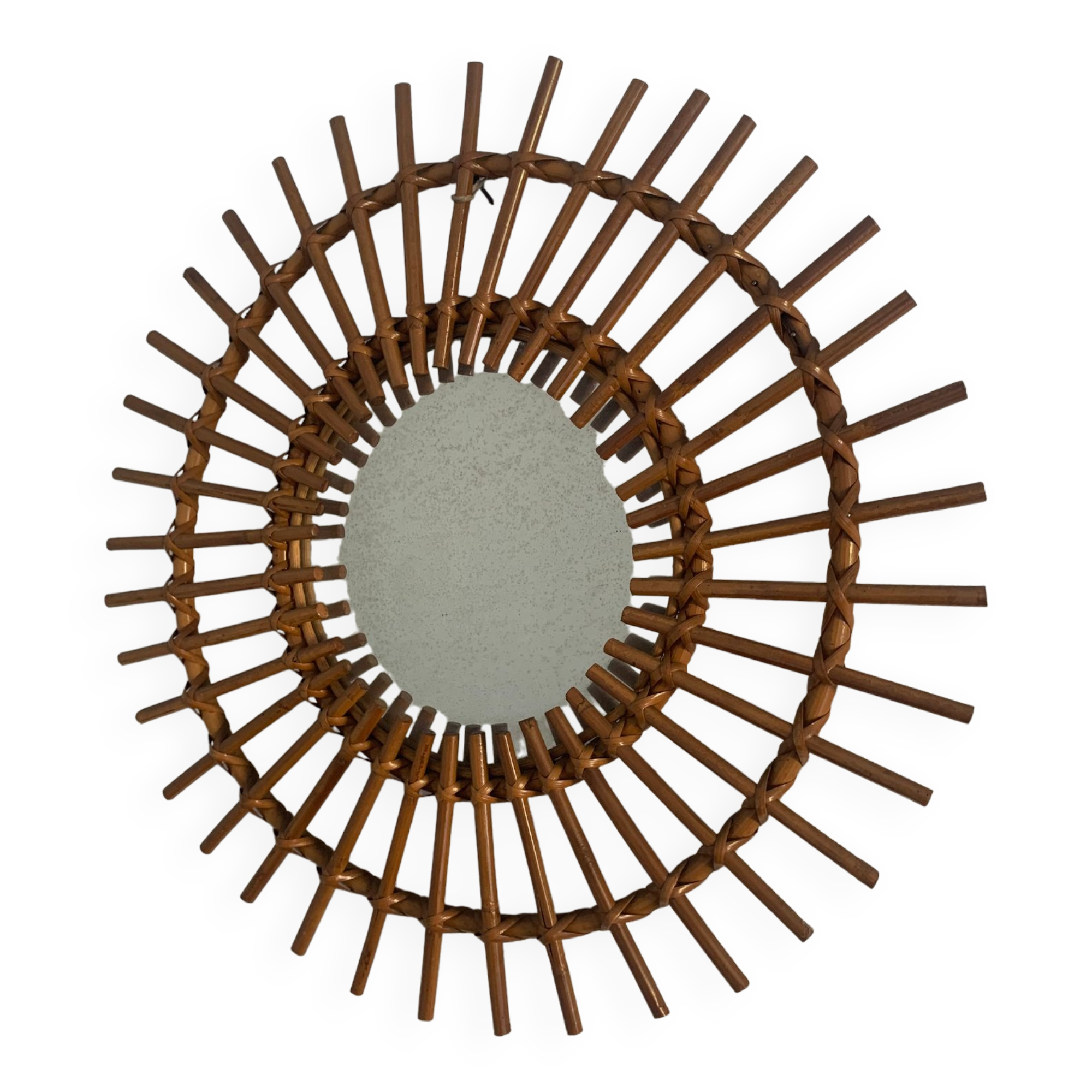 Vintage mirror 1960 rattan wicker sun - 55 cm