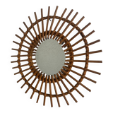 Vintage mirror 1960 rattan wicker sun - 55 cm