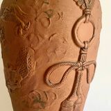 Terracotta lamp, 2 M fabric cable, jute lampshade