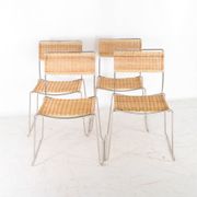 Suite de 4 chaises en osier et chrome