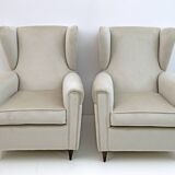 Attributed Gio Ponti Mid-Century Modern Italian Velvet Armchairs, 1950s