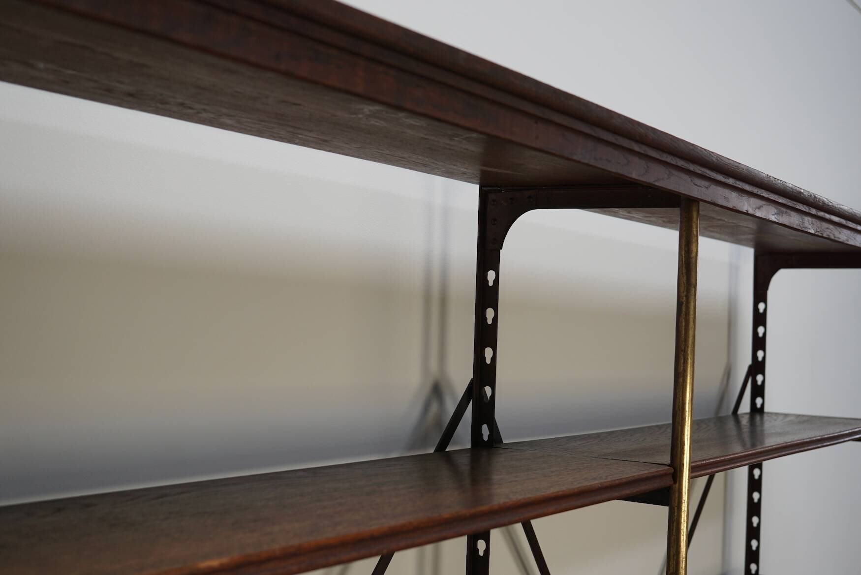 Large Oak and Iron Shelving Unit / Store Display Theodore Scherf, France 1890s