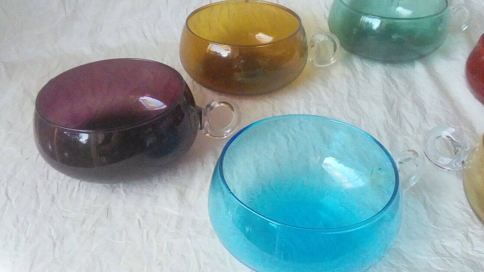 Punch glasses cups coloured glass bowls 1970s vintage