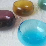 Punch glasses cups coloured glass bowls 1970s vintage