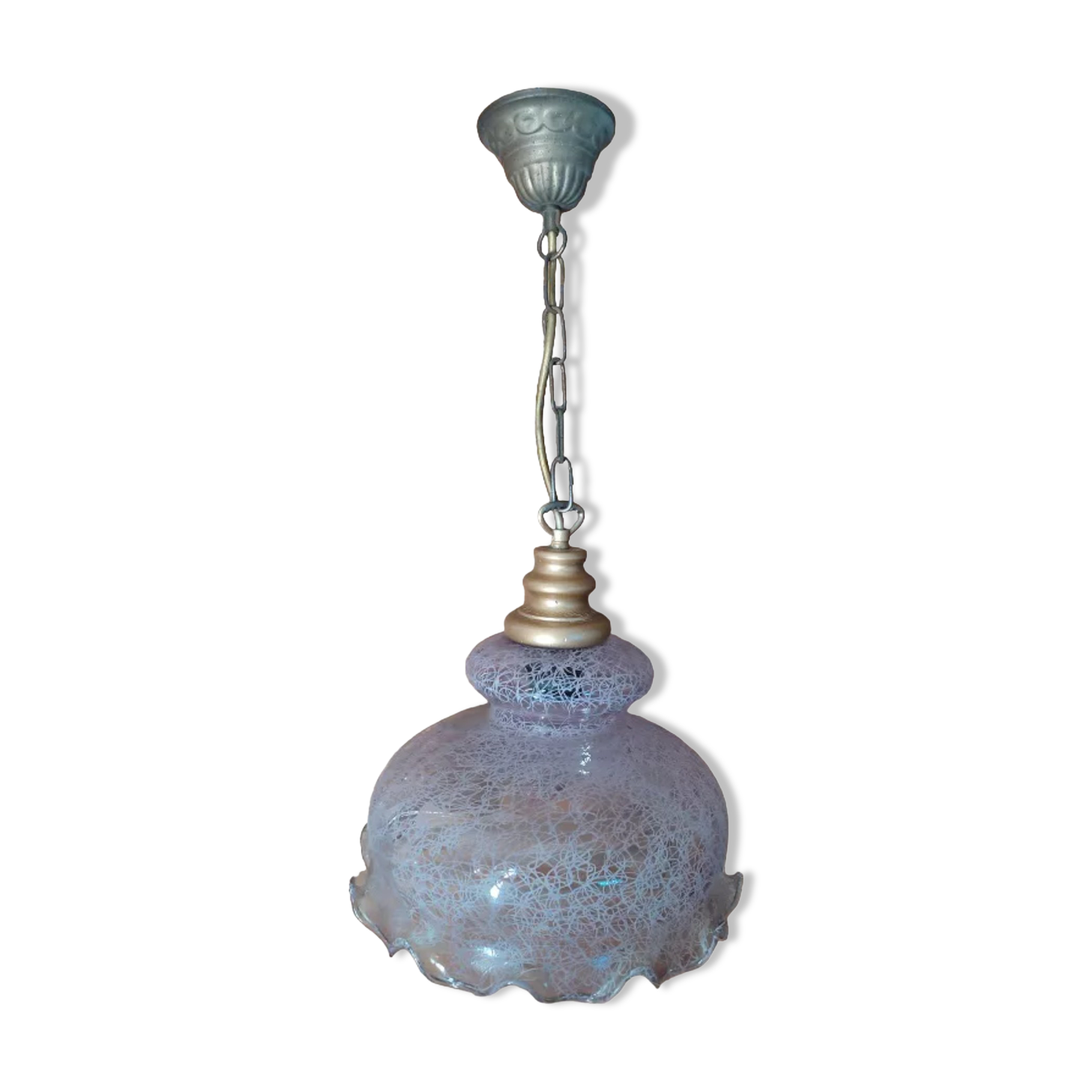 Original suspension lamp molded glass globe lace Rose edging dp 1122213