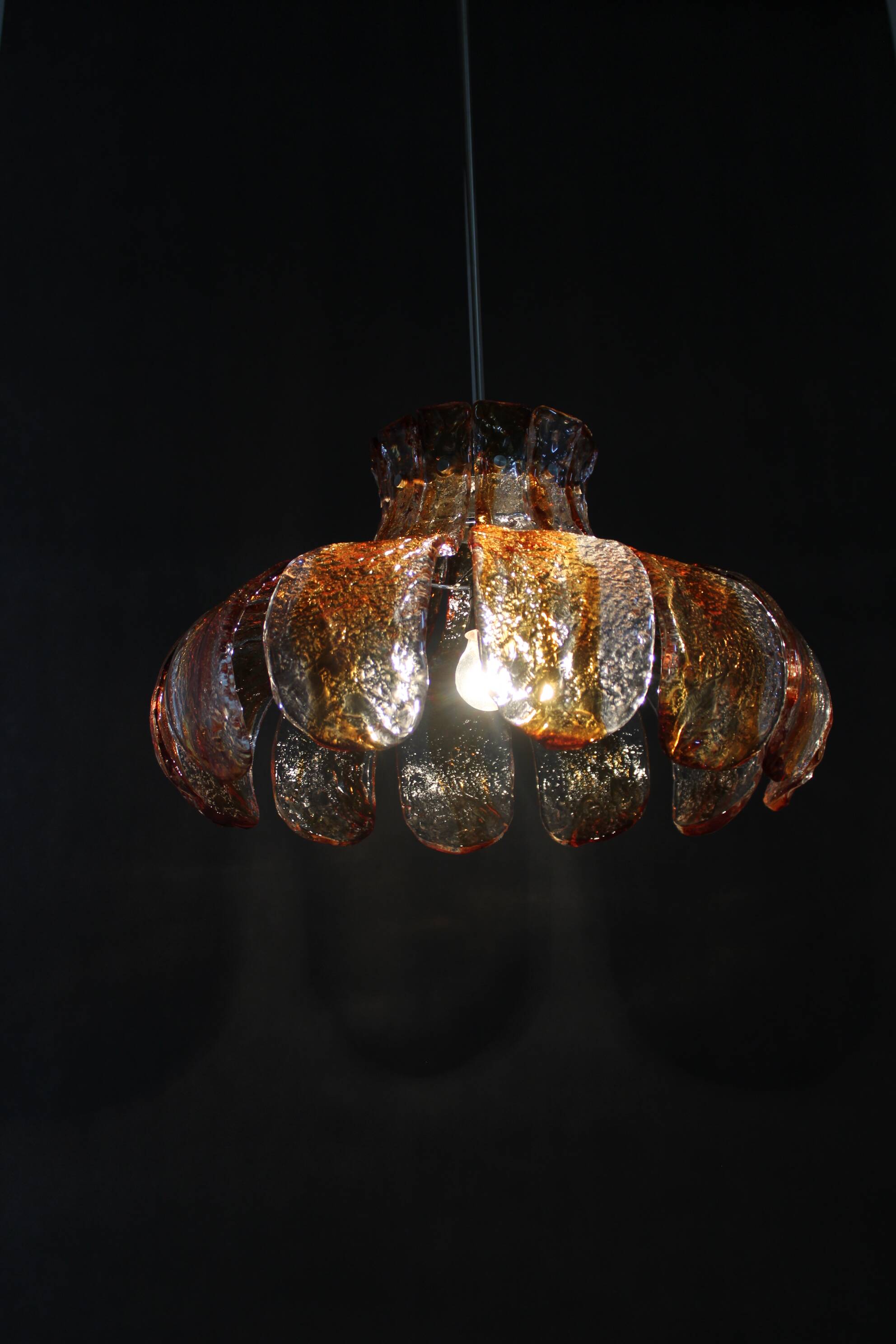 1970s Large Murano Glass Chandelier Mazzega, Italy