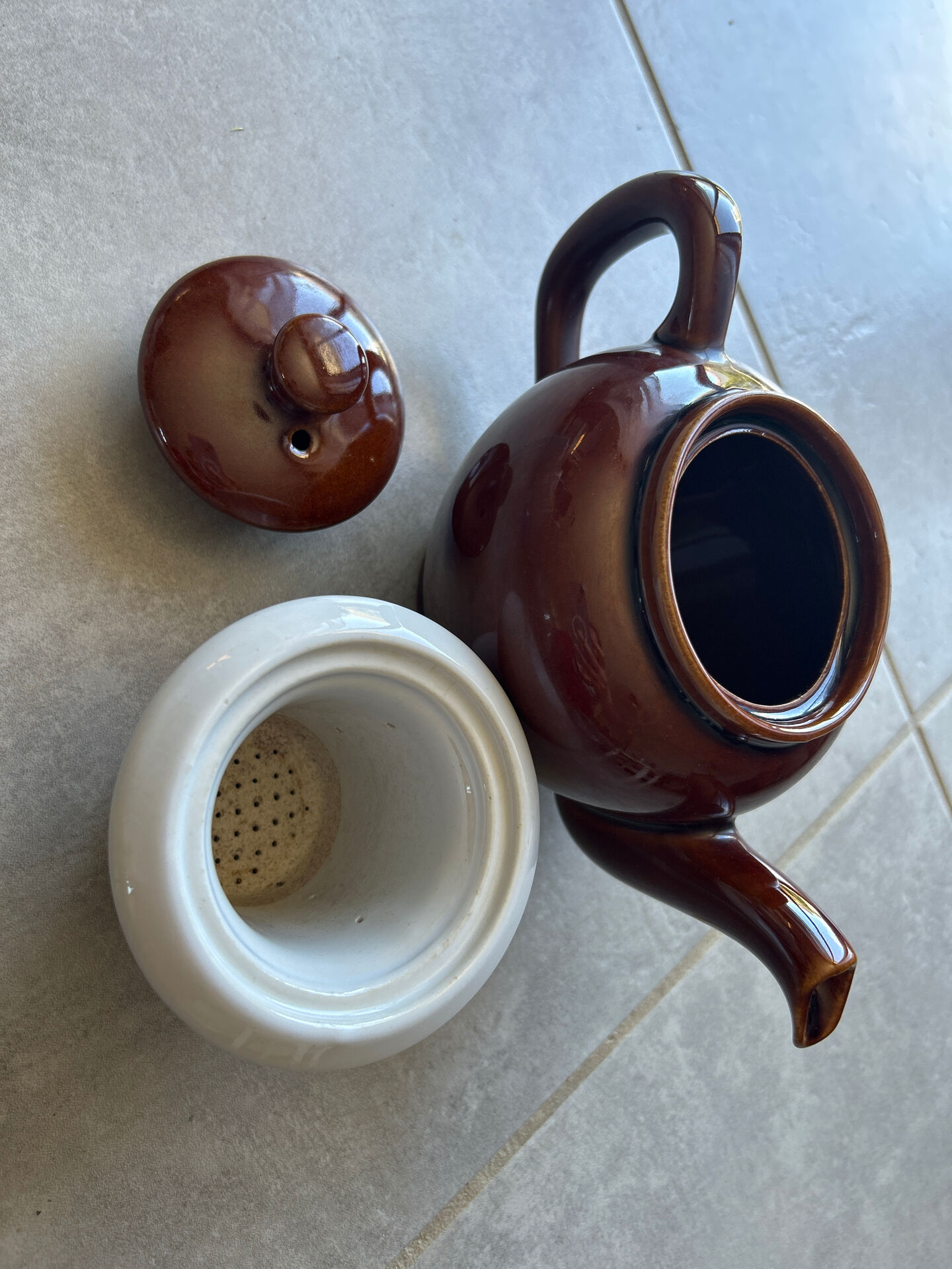 Vintage brown and cream teapot
