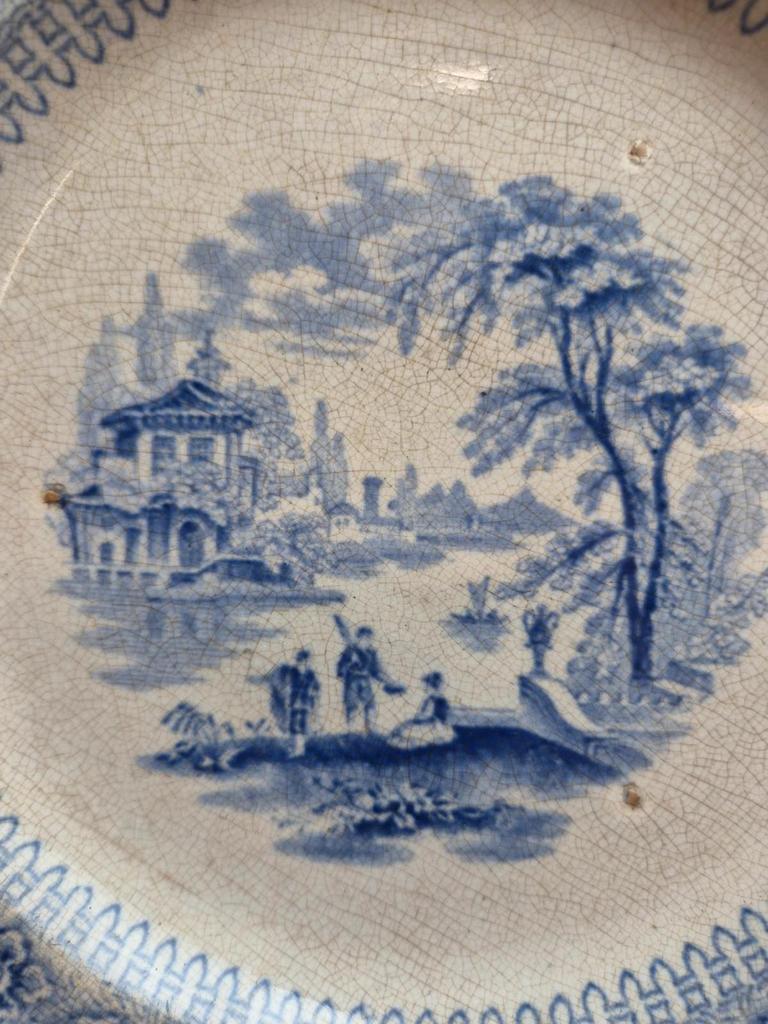Assiette anglaise ancienne XIXe siècle bleu transferware CEM Clementson Brothers