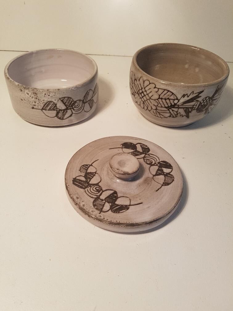 Ceramic bowl and sugar bowl La Tournerie Bons Haute-Savoie