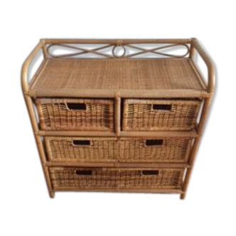 Commode en rotin et bambou