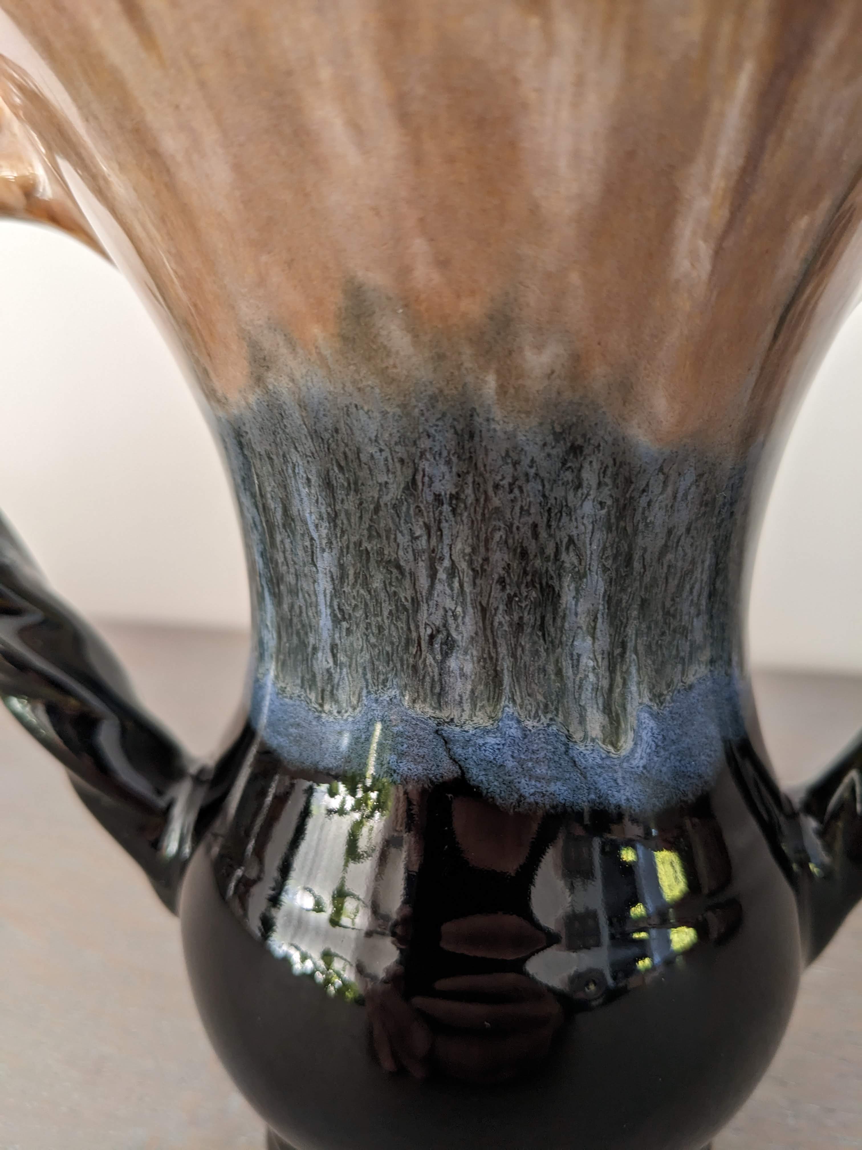 Large fire flamed stoneware vase