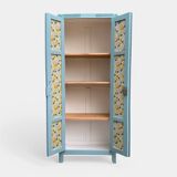 Armoire parisienne ancienne bleue grisée H154