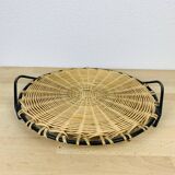 50s metal rattan tray