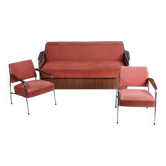 Bauhaus Seating Set in Tubular Chrome-Plated Steel, Czech, 1940s, Set of 3