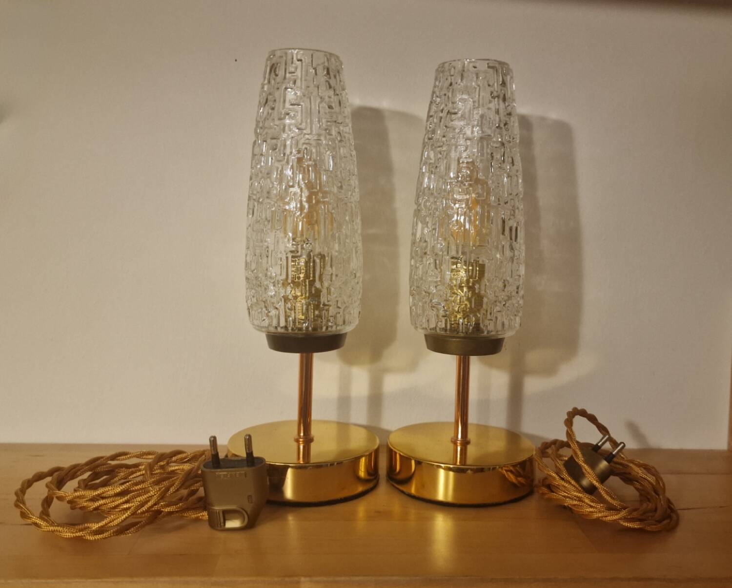 Arlus Textured Tulip Touch Bedside Lamp Duo