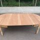 Round extendable dining table stripped in solid cherry wood France 1950
