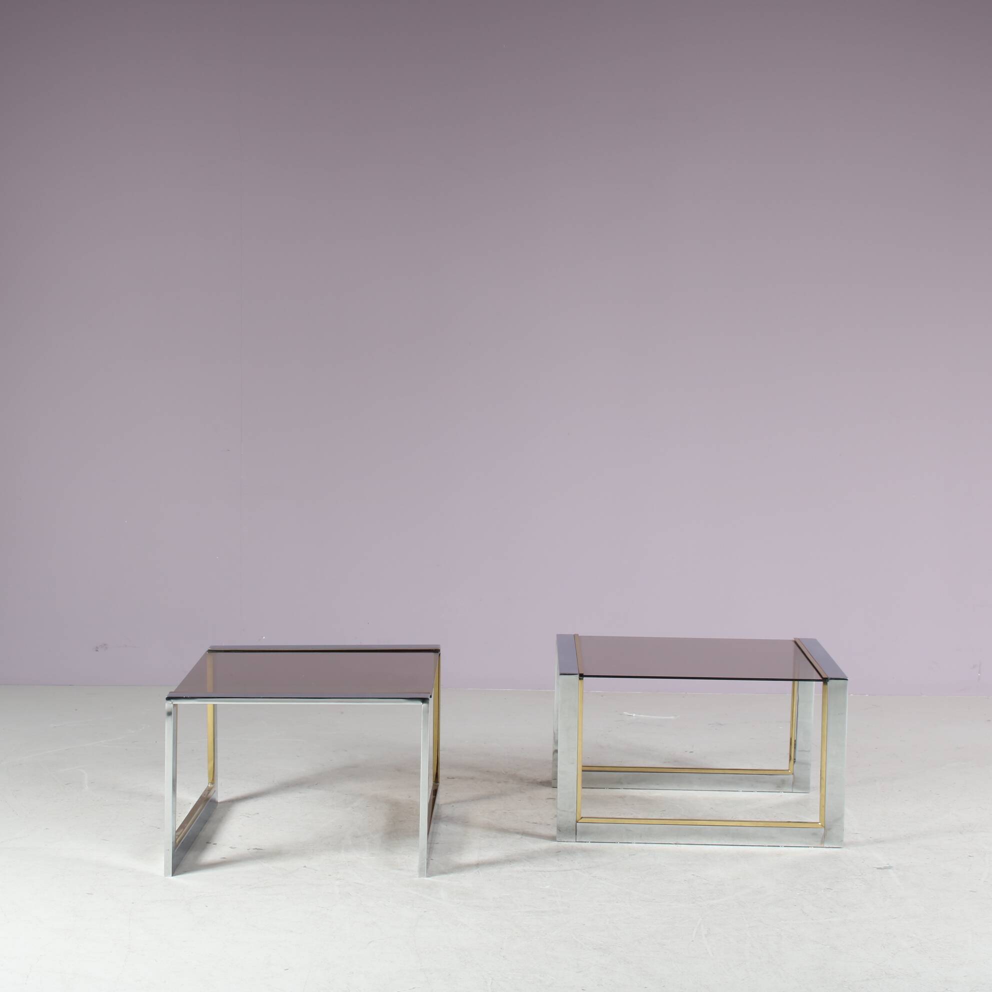1970s Pair of side tables by Belgo Chrom, Belgium