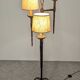 Brutalist tripod floor lamp with 3 lights in wrought iron, France circa 1950.