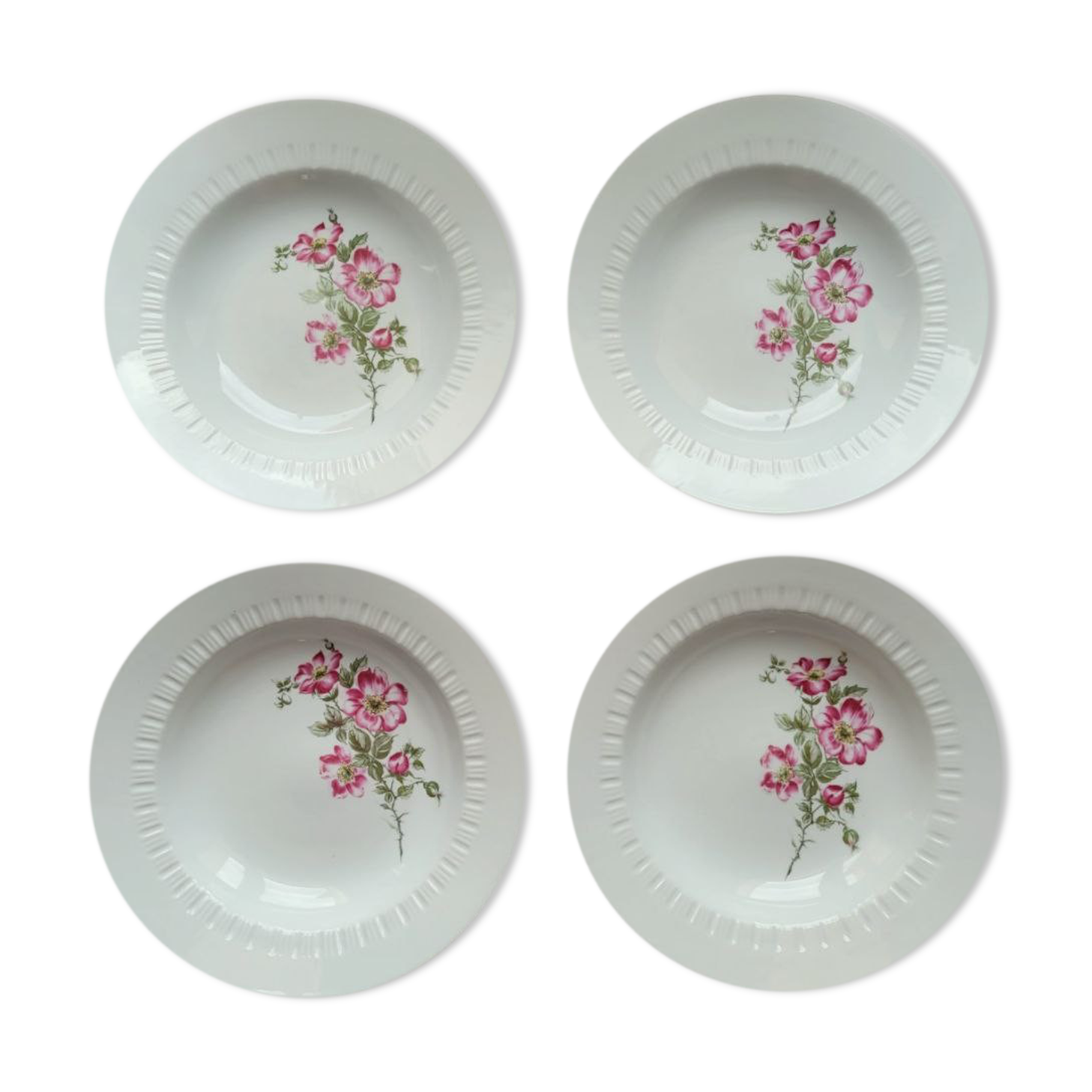 4 vintage Kahla hollow plates pink pattern