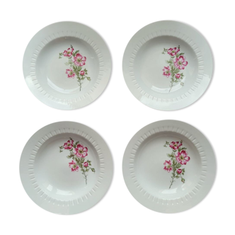 4 vintage Kahla hollow plates pink pattern
