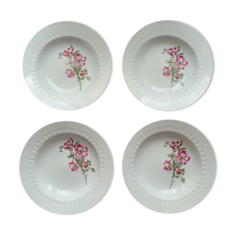 4 assiettes creuses vintage Kahla motif roses