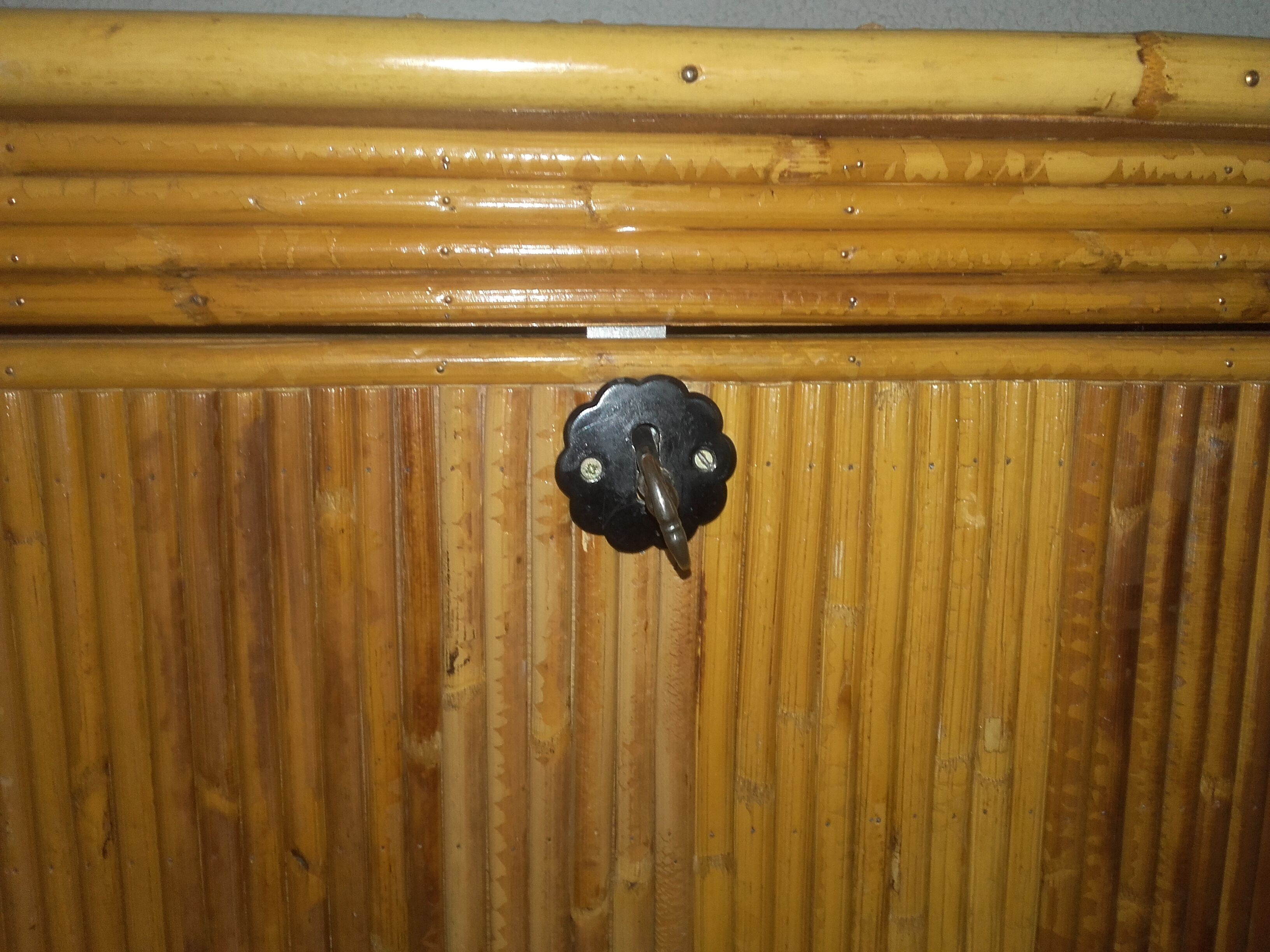 Rattan and bamboo bar cabinet