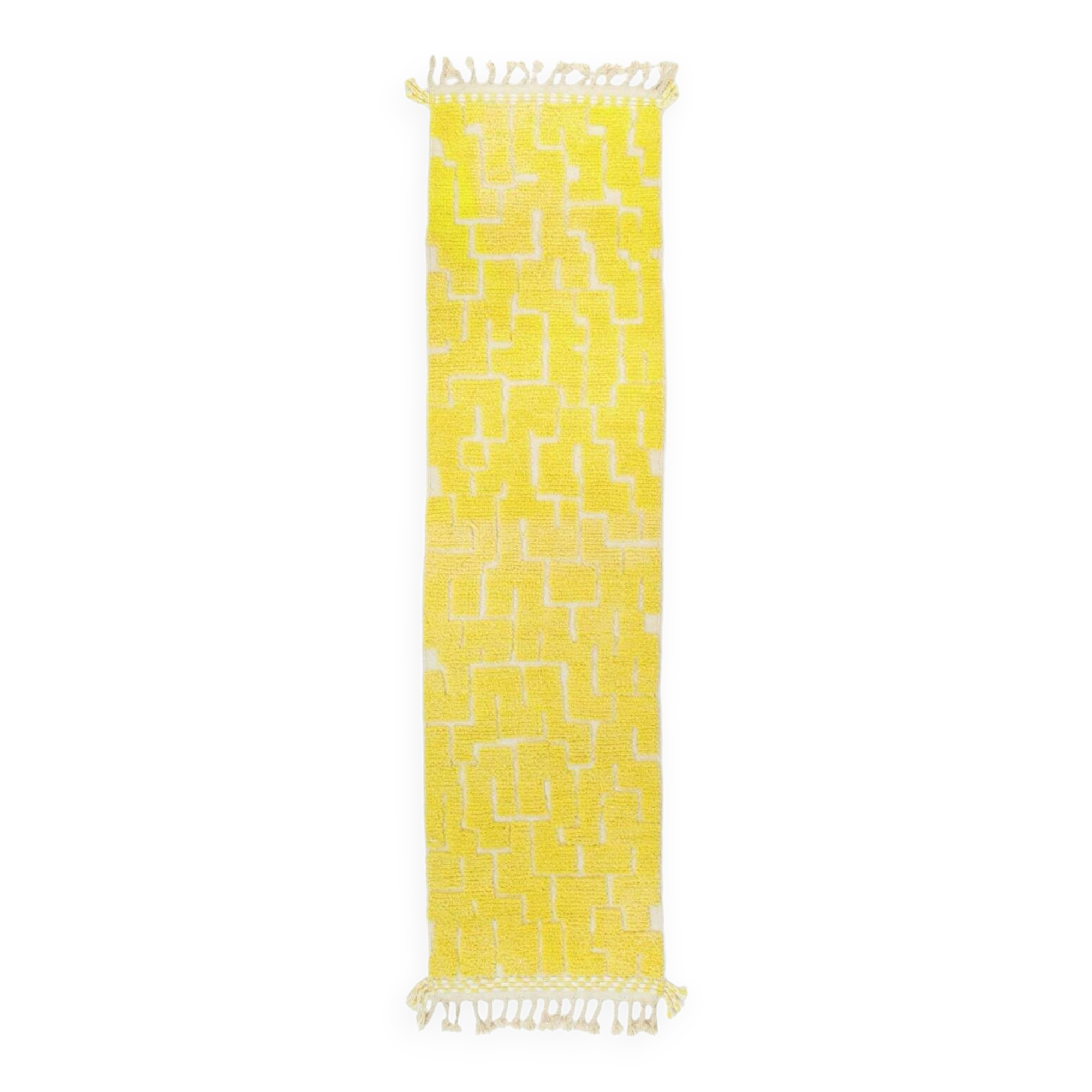 Moroccan Berber rug in lemon yellow with reliefs