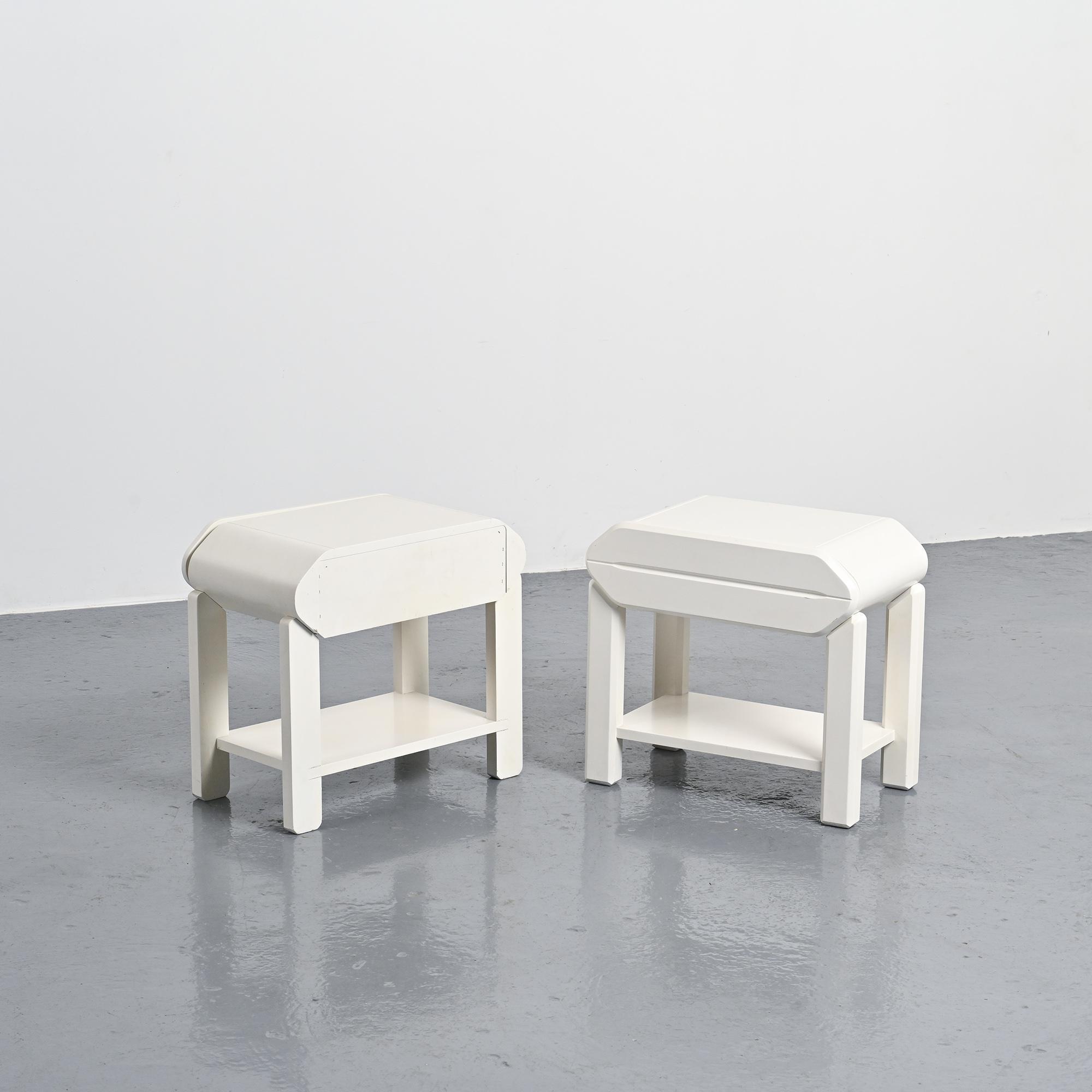 Pair of pine bedside tables by Maison Regain, circa 1970.