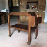 Vintage wooden serving trolley, vintage design serving trolley, rolling furniture, serving cart