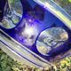 cobalt blue glass bowl with round lenses