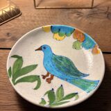 Handcrafted ceramic plate – bird design – signed