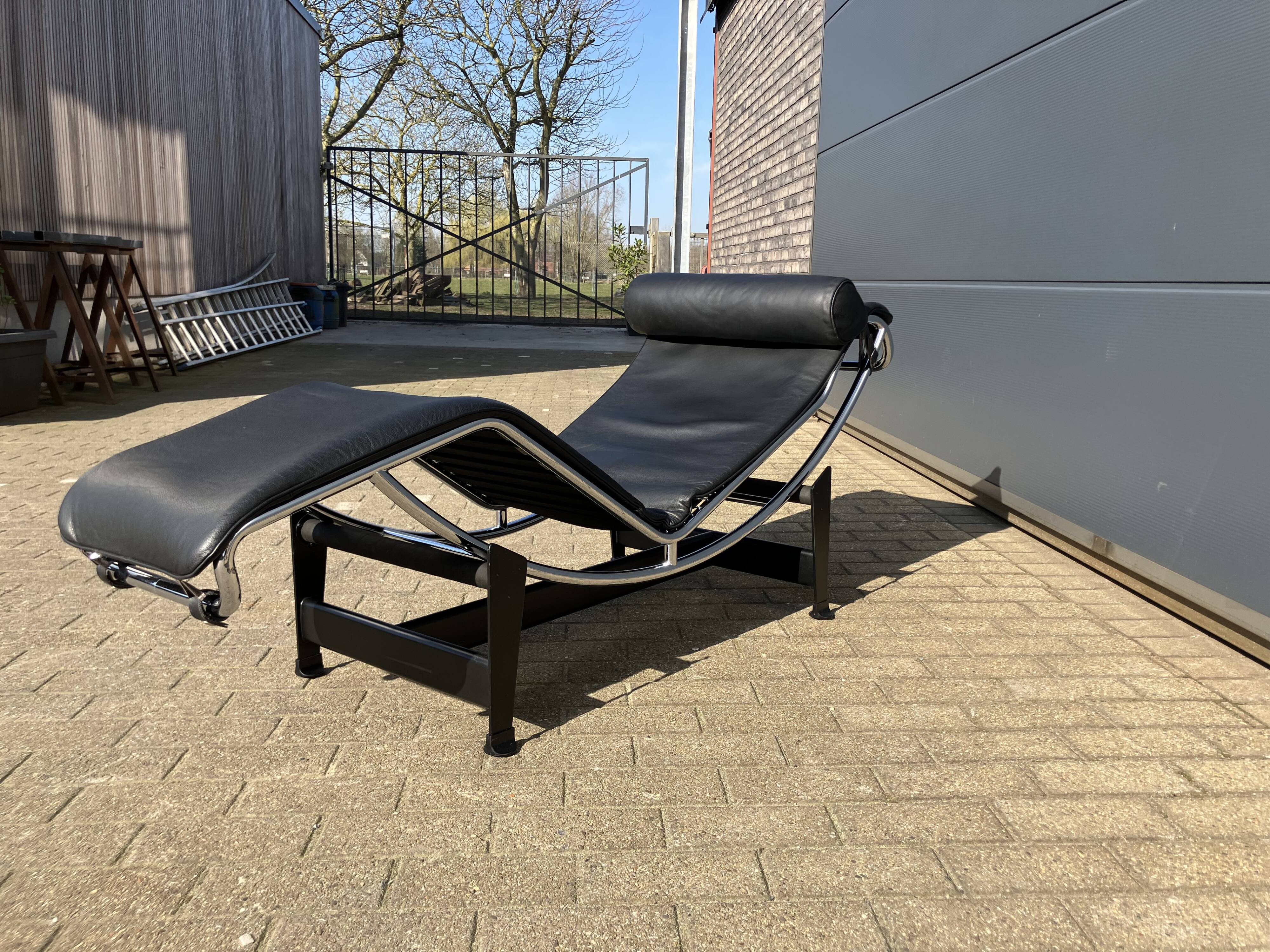 3x Original Cassina Le Corbusier Lc4 Black/chrome, New!