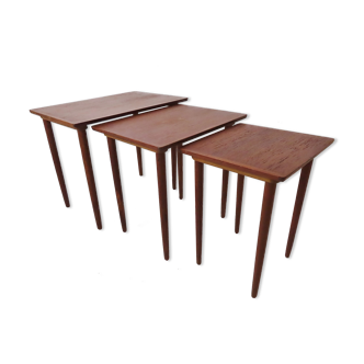 Danish teak pull ou tables by H W Klein For Bramin