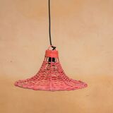 Vintage tulip hanging lamp in rattan