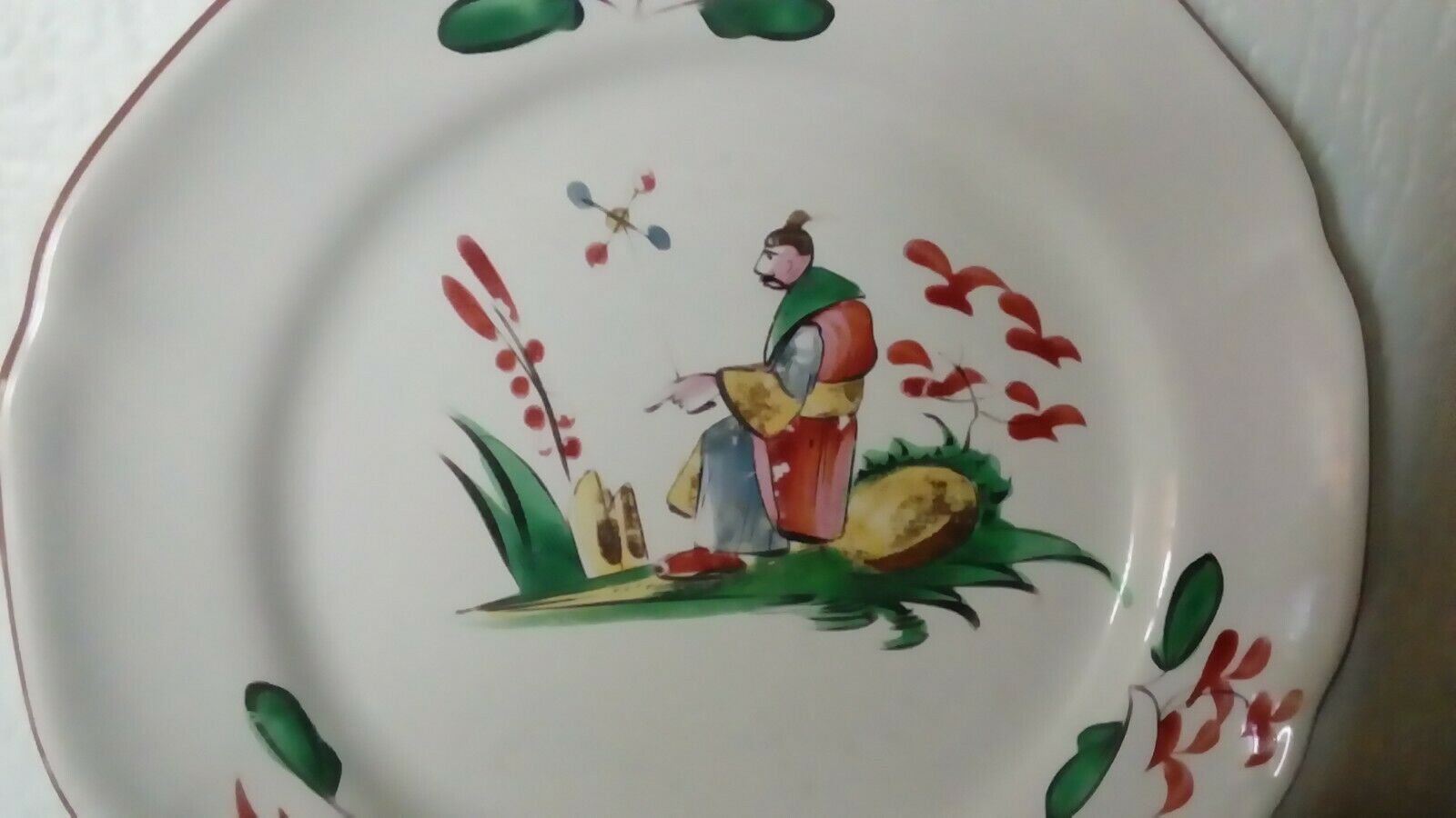 Plate faience plateviile st clement decor in chinese late 19th