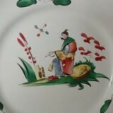 Plate faience plateviile st clement decor in chinese late 19th