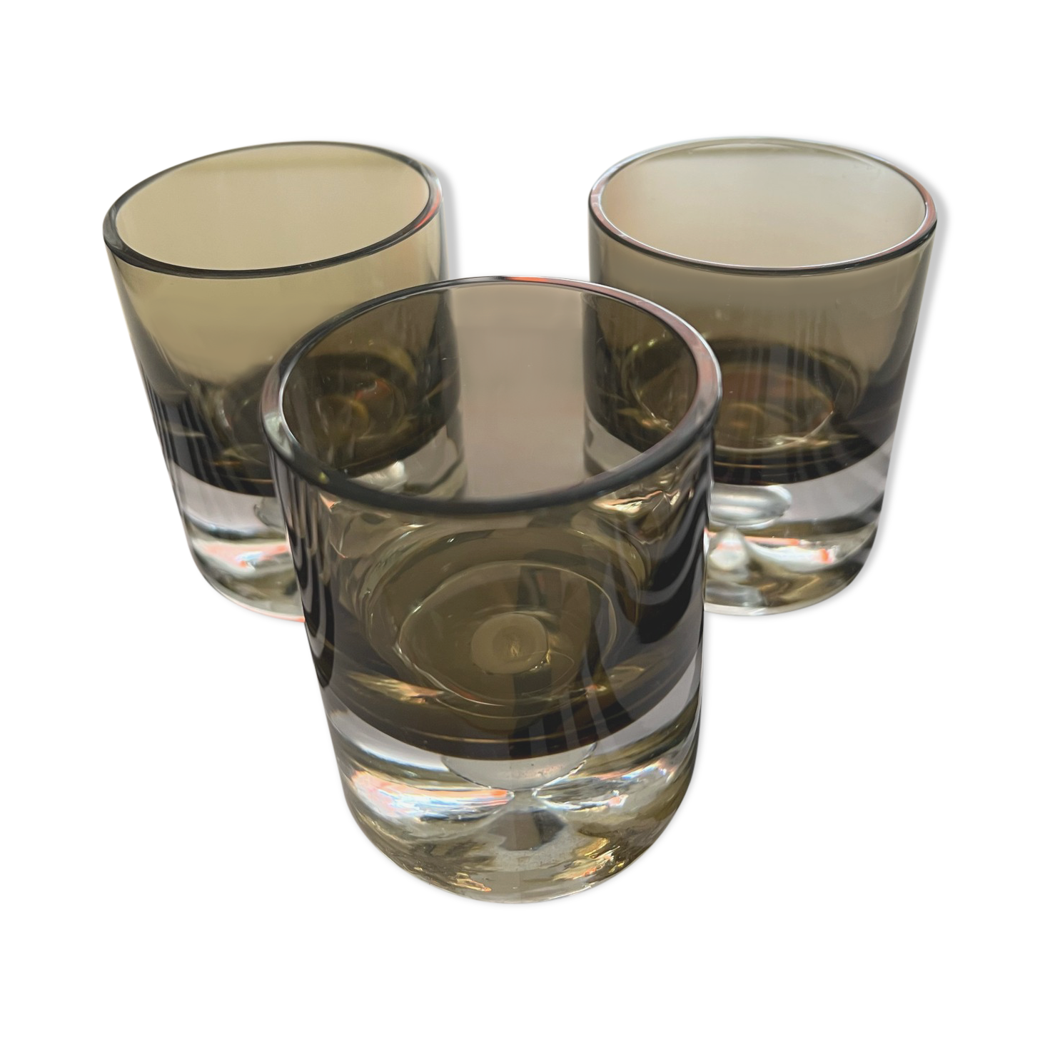 Set of 3 glasses smoked thick bottom