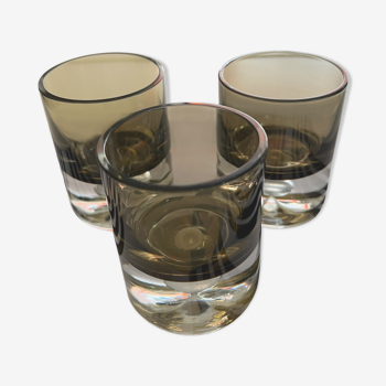 Set of 3 glasses smoked thick bottom