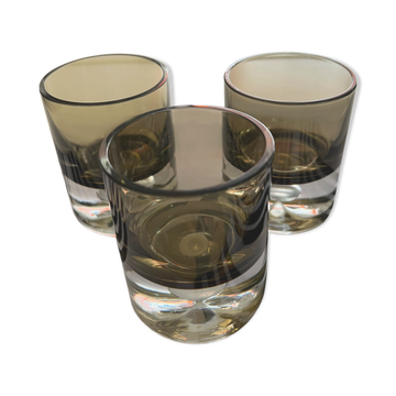 Lot de 3 verres fumés fond épais