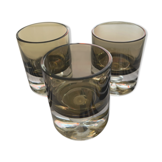 Set of 3 glasses smoked thick bottom