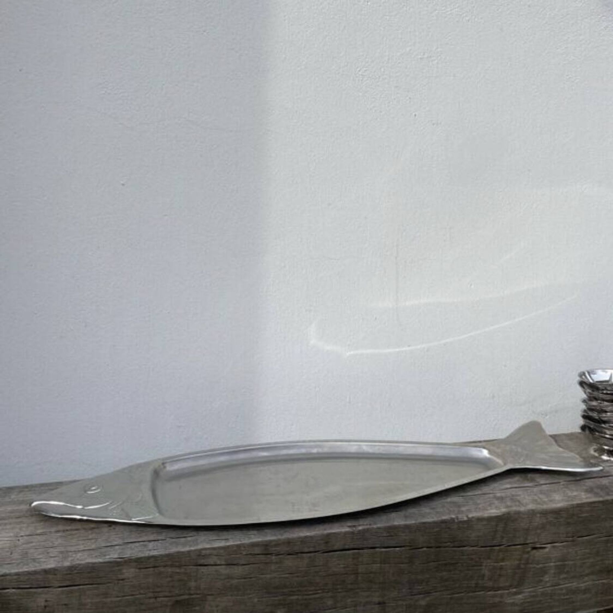 Large stainless steel fish platter signed Jean Couzon