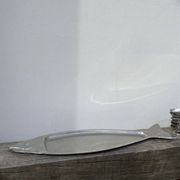 Large stainless steel fish platter signed Jean Couzon