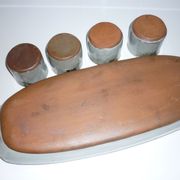 Ceramic fish dish and 4 pots for sauces from the 1960s