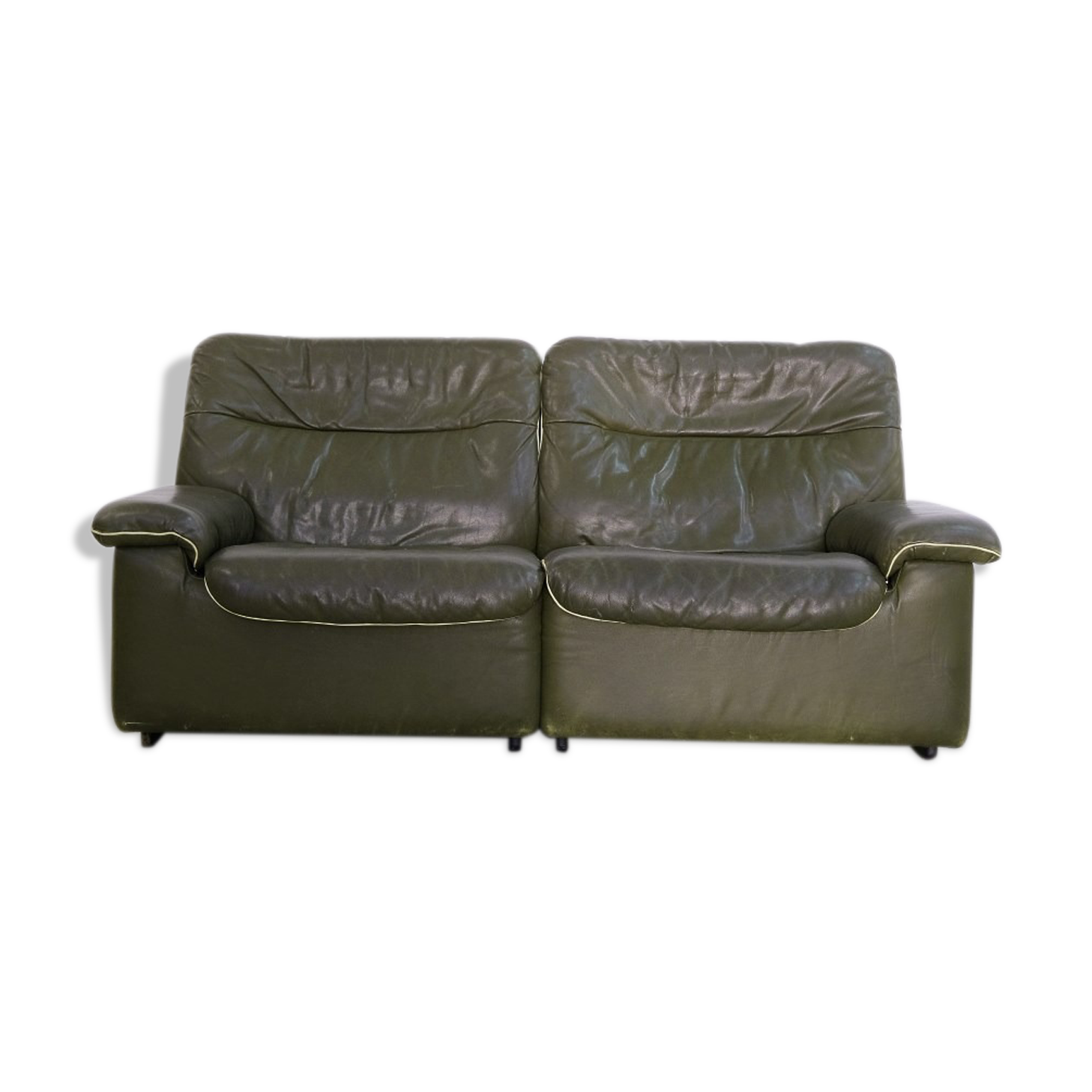 DS 66 Sofa from De Sede in Olive Leather, 1970s